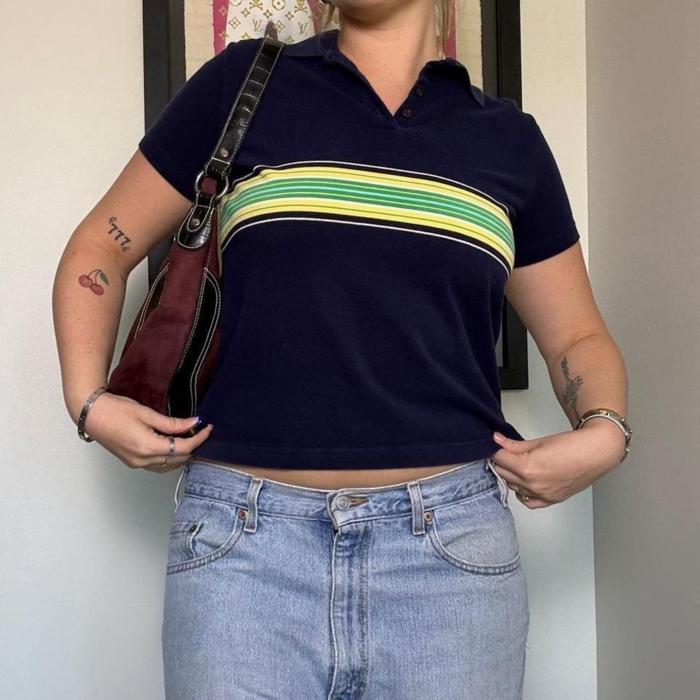 Vintage Y2K Striped Polo Tee